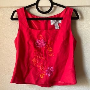 Vintage red sleeveless button back blazer blouse by Jessica Howard